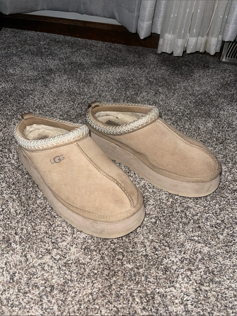 UGG Tan Suede Platform Slip-On Clog